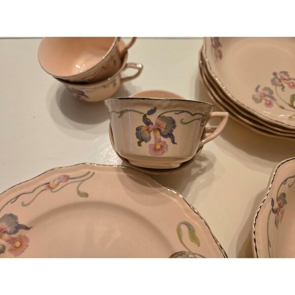 Steubenville Rose Dawn Lot Includes: Dinner Plates, Bowls, Cups & Serving Dish - Picture 3 of 5
